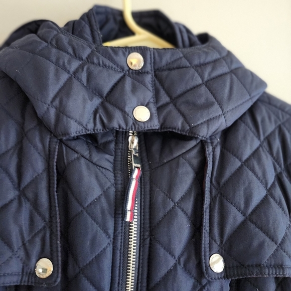 Tommy hilfiger Navy Quilted Women's Knee Length Parka Hooded - Picture 2 of 6
